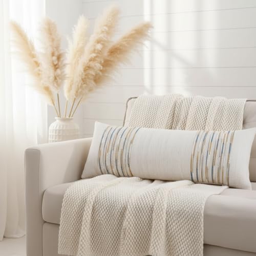 Boho Lumbar Throw Pillow Cover 14x36 Yellow Blue - color: Yellow-blue Stripe, size: 36" x 14" (Pack of 1)