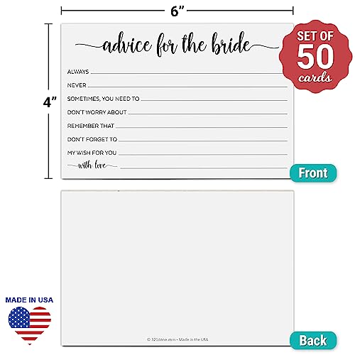321Done Advice for the Bride Cards, 4x6, Set of 50, White - color: Bride, size: White