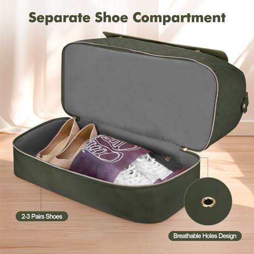 Wedama Travel Duffel Bag, Large Weekender Bag for Women with Shoe Compartment, Carry on Overnight with Toiletry Makeup Bag for Travel Gym Camping Hospital, Green - color: Green, size: Large