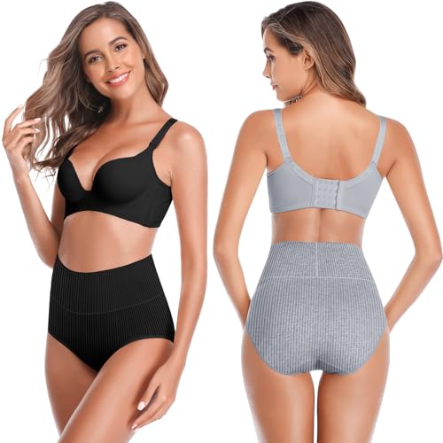 Women's High Waist Cotton Underwear Super Stretchy Briefs Full Coverage Panties Soft Women Panties 5-Pack - color: Classic-5pack, size: Medium-Large