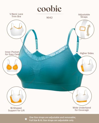 Coobie Lace V-Neck Bra for Women - color: Island Blue, size: One Size