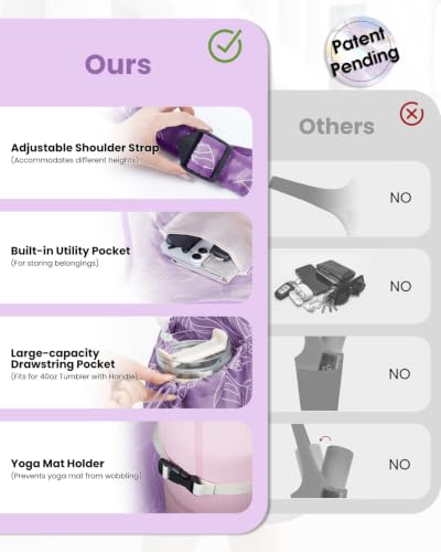 sportsnew Yoga Mat Bag for Women with 40oz Water Bottle Pocket, Pilates Bag - color: Heather Purple