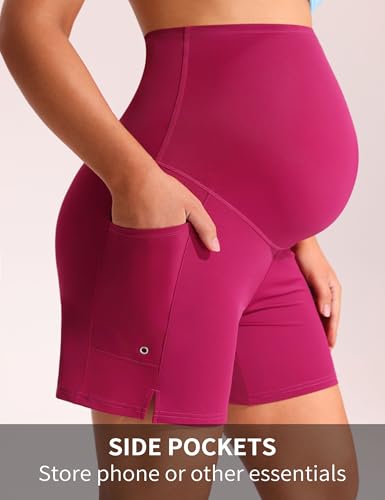 Mama Land Maternity Swim Shorts Over the Belly - color: Rose Pink, size: X-Large
