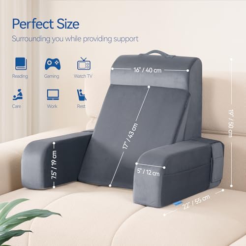 Kayfia Reading Pillow, Gel Memory Foam Back Rest Pillow, 19", Gray - color: Gray, size: Standard(19'')