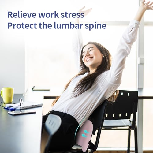Cooling Lumbar Support Pillow for Office Chair,Memory Foam Car Back Cushion - color: Pink Cooling