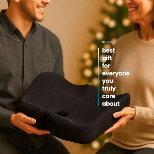 Office Chair Cushion for Back & Tailbone, Sciatica Pain Relief Pillow - color: Black