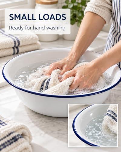 2pcs Enamel Basin 14.7" (36 cm) Vintage Washing Basin for Soaking - size: 36 CM