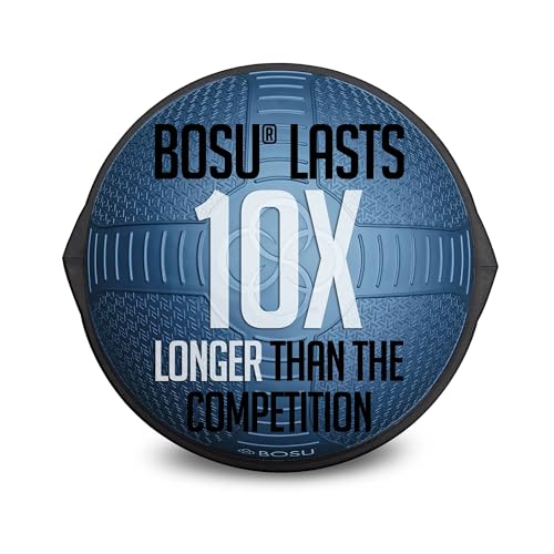 BOSU Nexgen Balance Trainer, Half-Ball Training Equipment, 65 cm Diameter, 300 lb Capacity - Burst-Resistant Stability Exercise Tool w/Non-Slip Base, Includes Hand Pump, Commercial-Grade - color: Blue