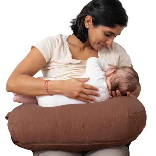 Boppy Nursing Pillow, Cotton Muslin Ergonomic Breastfeeding Support Pillow - color: Luxe - Chestnut Muslin