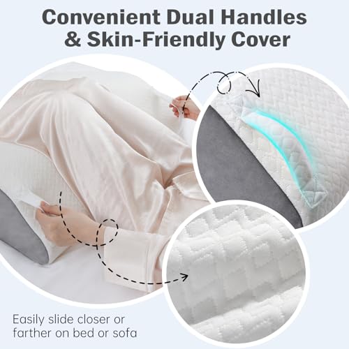 Vekkia Knee Wedge Pillow for Back Sleeping, 7" Leg Pillow with Dual Handles - size: Knee Wedge Pillow-1PCS