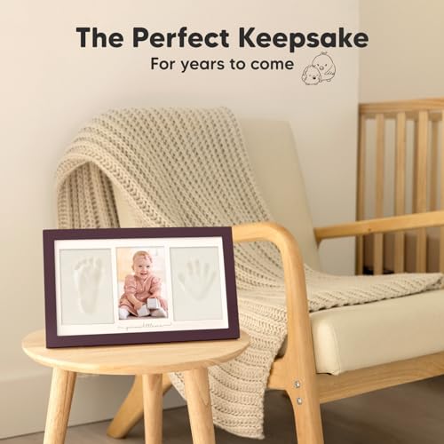 KeaBabies Baby Hand and Footprint Kit, Clay Keepsake Frame (Auburn) - color: Auburn, size: Duo Frame, 13" x 7.8"