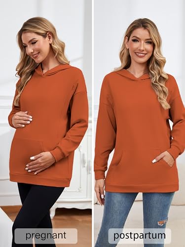 Ecavus Womens Nursing Sweatshirts for Breastfeeding Hidden Zipper Hoodie - color: Bronze, size: Small
