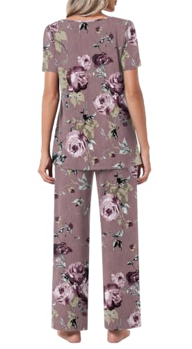 POPYOUNG Women's Pajama Set Maternity 2 Piece Ladies Loungewear - color: Bean Rose Red, size: 4X-Large