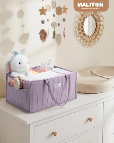 Maliton Baby Diaper Caddy Organizer for Changing Table, Portable, Purple - color: Purple
