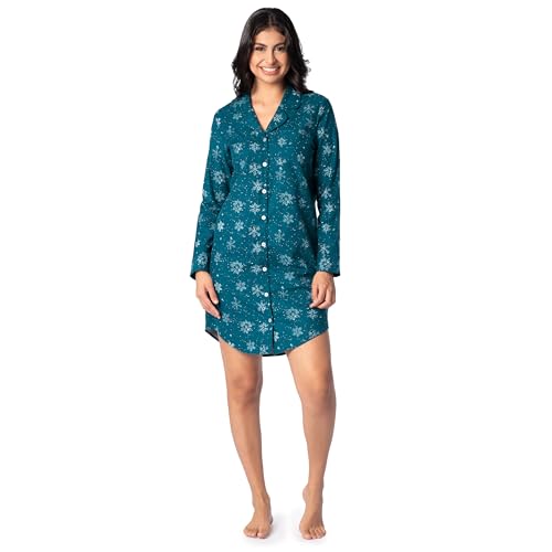 Fruit of the Loom Women's Flannel Sleep Shirt - color: Starry Snowflakes, size: Large