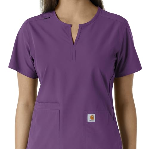 Carhartt Scrubs C12413 Women's Force® Essentials Modern Fit Notch Neck - color: Eggplant, size: X-Small