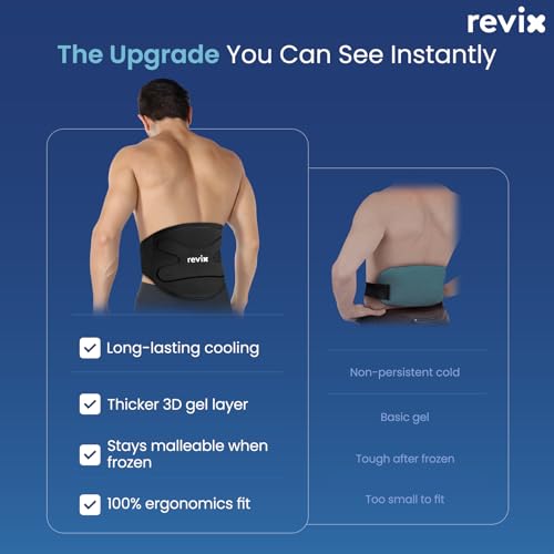 REVIX Lower Back Ice Pack Wrap, Reusable 3D Dual-Layer Gel Pack
