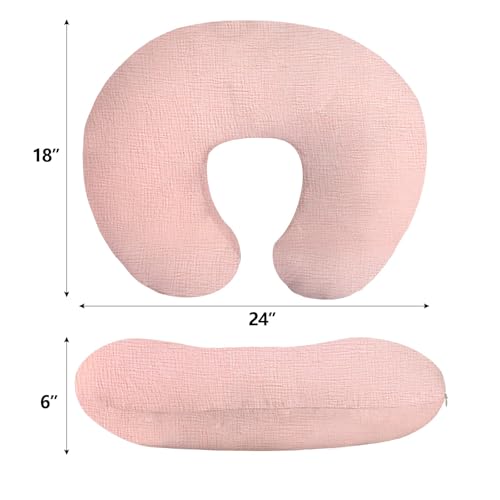 Little Grape Land 100% Cotton Muslin Nursing Pillow Covers 2 Pack, (Bunny) - color: Pink Bunny & Pink