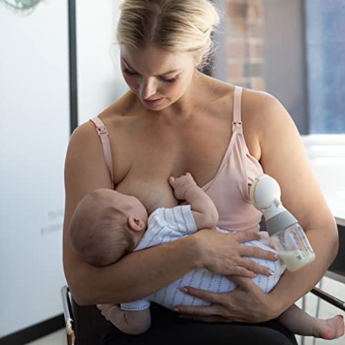 Bravado Designs Basics Hands Free Pumping & Nursing Bra, Wireless 2-in-1 Seamless Maternity Breastfeeding, Breast Pump Bra - color: Soft Rose - Sustainable Fabric, size: Small
