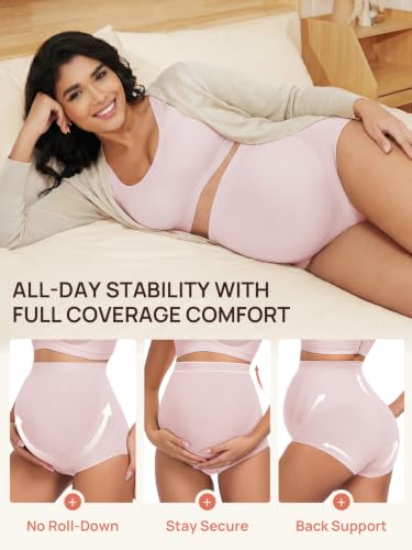 Summer Mae Maternity Underwear 76% Rayon Made from Bamboo Soft Breathable - color: Black,skin,grey,beige,pink-5 Pc, size: Large