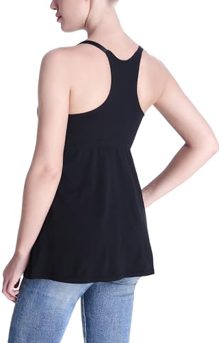 SUIEK Cotton Maternity Nursing Tank Tops with Shelf Bra Breastfeeding Camis - color: Black+pink Dot+navy 3pack, size: Small