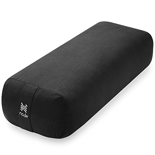 Yoga Meditation Cushion, 25" x 12" Rectangular Bolster with Organic Cotton Cover - color: Black