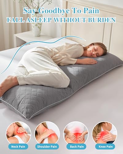 YZ HOME Long Body Pillow for Adults - Firm Body Pillow Insert - color: Light Gray