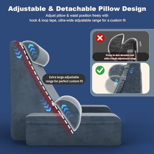 3‑in‑1 Reading Pillow for Bed with Detachable Sponge Lap Desk, Wedge Pillow Set for After Surgery with Adjustable Headrest & Independent Lumbar Support, Detachable Armrest Design for Home Office