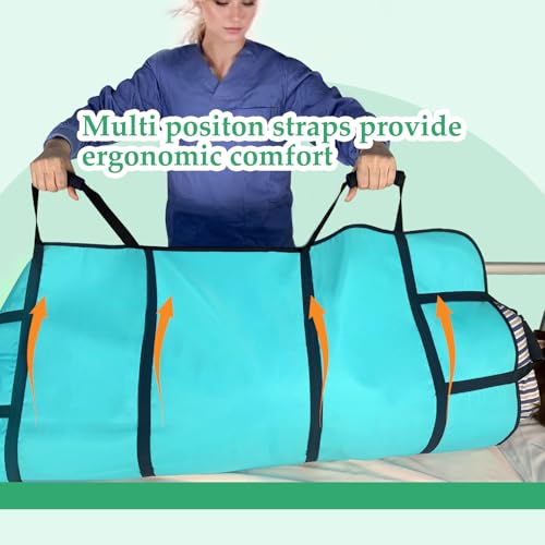 Patient Positioning Bed Pads with Reinforced Handles–48" x 40" Washable & Reusable Transfer Sheets, Draw Sheets for Elderly Care, Turning, Lifting & Repositioning - color: 01blue-48*40"