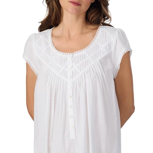 Eileen West 100% Cotton Cap Sleeve 42" Knee Length Nightgowns for Women - color: White, size: X-Small