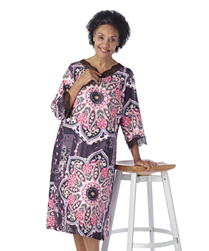 Silverts Women's Adaptive Open Back V-Neck Nightgown, Assisted Dressing - color: Blue Swirl, size: X-Large