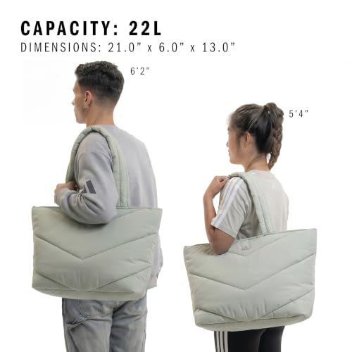 adidas Quilted Puffer Tote Bag - color: Halo Green