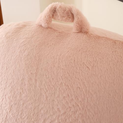Large Plush Backrest Pillow for Sitting in Bed,Faux Fur,Pink - color: Dark Pink, size: Large(19")