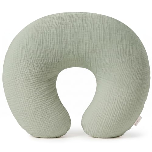 Konssy Muslin Nursing Pillow Covers, Soft Cover for Breastfeeding Pillows - color: Fog Green