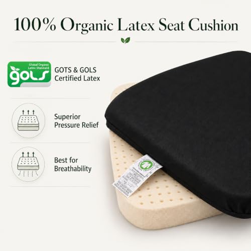Organic Latex Seat Cushion 2" Medium, Removable Black Cover, 1-Pk - color: Black Removable Cotton Cover, size: 2" Medium