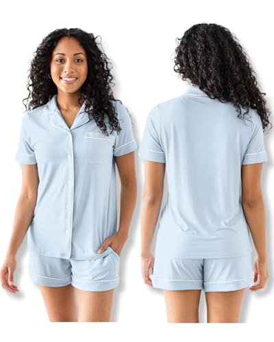 Kindred Bravely Clea Short Sleeve Pajama Set, Maternity & Nursing Sleepwear - color: Mist, size: Large