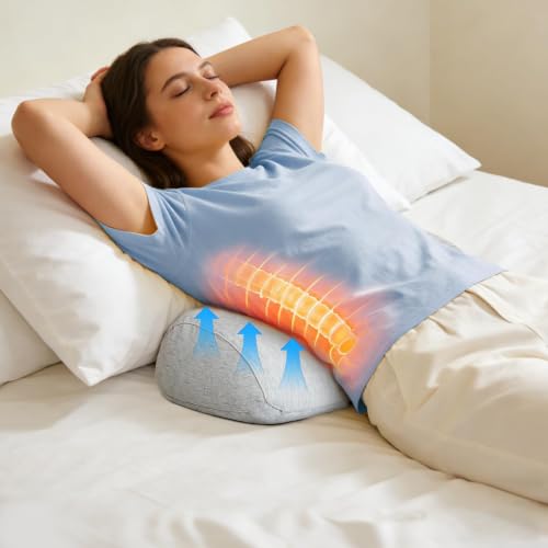Orthopedic Memory Foam Knee Bolster Pillow for Back Sleeping - color: Grey-001