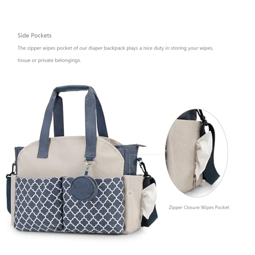Diaper Bag Tote Large Baby Changing Bag with Changing Station - color: Blue