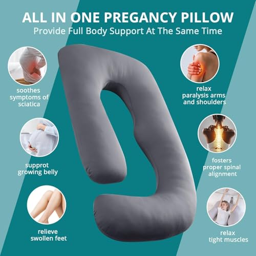 Cooling Pregnancy Pillows for Sleeping, 57'' Full Body Pillow, Dark Grey - color: Dark Grey, size: 57 Inch
