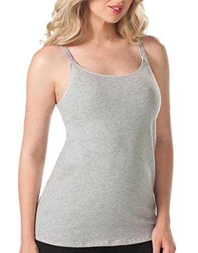 Leading Lady Women's Nursing Cami with Built in Bra - color: Heather Gray, size: Large