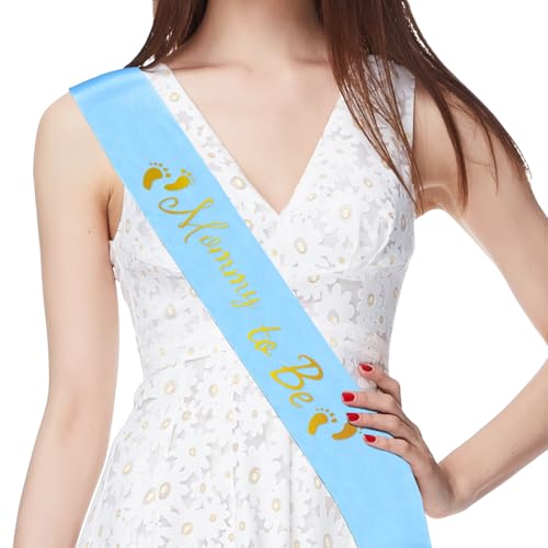 Mommy to Be Sash, Blue Baby Shower Sashes - color: Blue