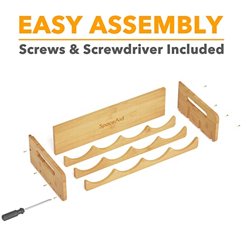 SpaceAid Bamboo Water Bottle Organizer with Labels, Kitchen Pantry Water Bottle Storage Rack for Cabinets, Home Cup and Wine Bottle Holder Shelf Organizers, 4 Pack 4-Slot, Hold 16 Bottles - size: 16 Bottles