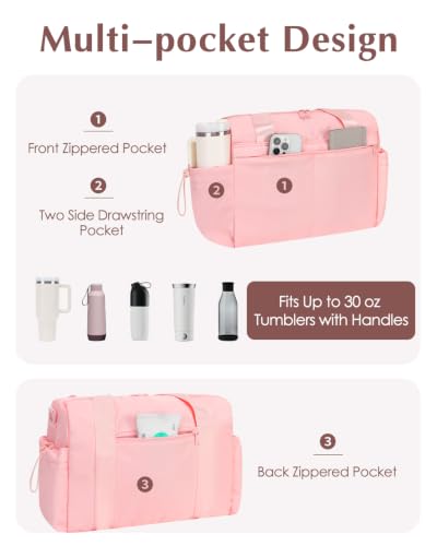 Small Gym Bag, Mini Gym Bag with Yoga Mat Holder & Wet Compartment, Pink - color: Pink