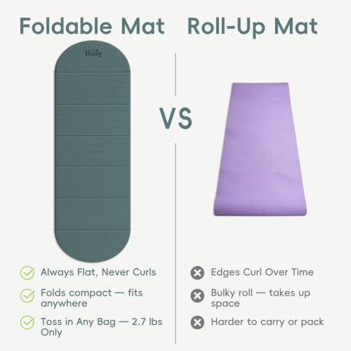 WeiLa Foldable Yoga Mat,10mm Extra Thick,Extra Long (75"x26") for Women&Men - color: Dark Green & Black