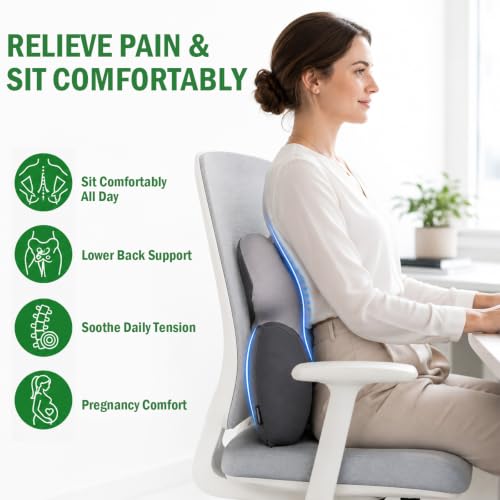 Full Back Support Pillow for Office Chair, 3-Zone Memory Foam