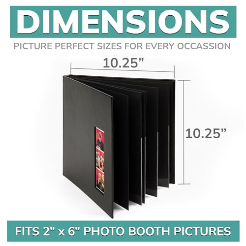 PBF (10 Pack) Photo Booth Album, Guest Book with 2x6 Clear Picture Inserts, Black Cover with Plastic Sleeves & Black Pages, Scrapbook Album for Photo Strips, Memory Book, Wedding, and Baby Showers - color: Black Cover/Black Pages, size: 10 pack