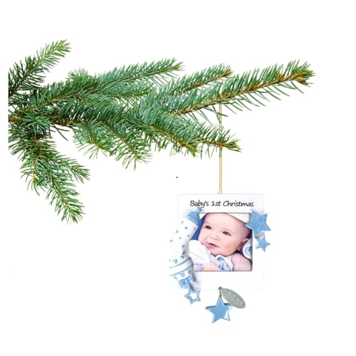 Baby Boy Frame for Baby's First Christmas Ornament - Can Be Personalized at Home - Comes in a Gift Box So It's Ready for Giving (Blue Frame) - color: Frame - Blue