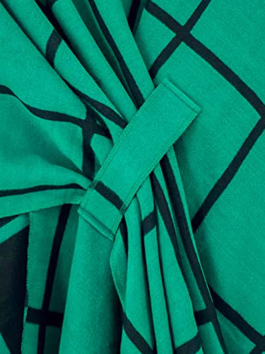 Moss Rose Women Shawl Wrap Poncho Open Front Cardigan Shawl for Fall Winter - color: Green&black, size: One Size
