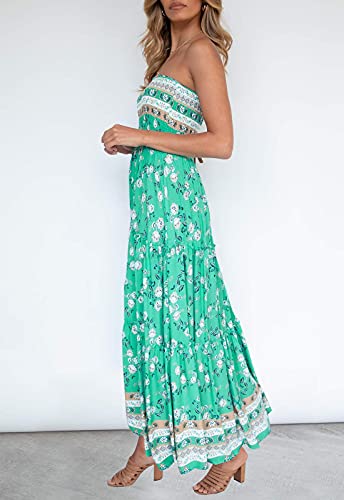 ZESICA Women's 2026 Summer Boho Strapless Maxi Dresses - color: Aqua, size: Medium