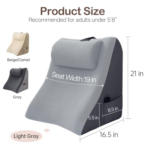 Vekkia 21” Back Rest Pillow with Dual-Layer Foam for Reclining and Sitting - color: Light Gray, size: 21 Inches